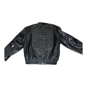 Vintage Jeff Hamilton Jacket Mens XL Black NFL Football Leather Bomber Shield